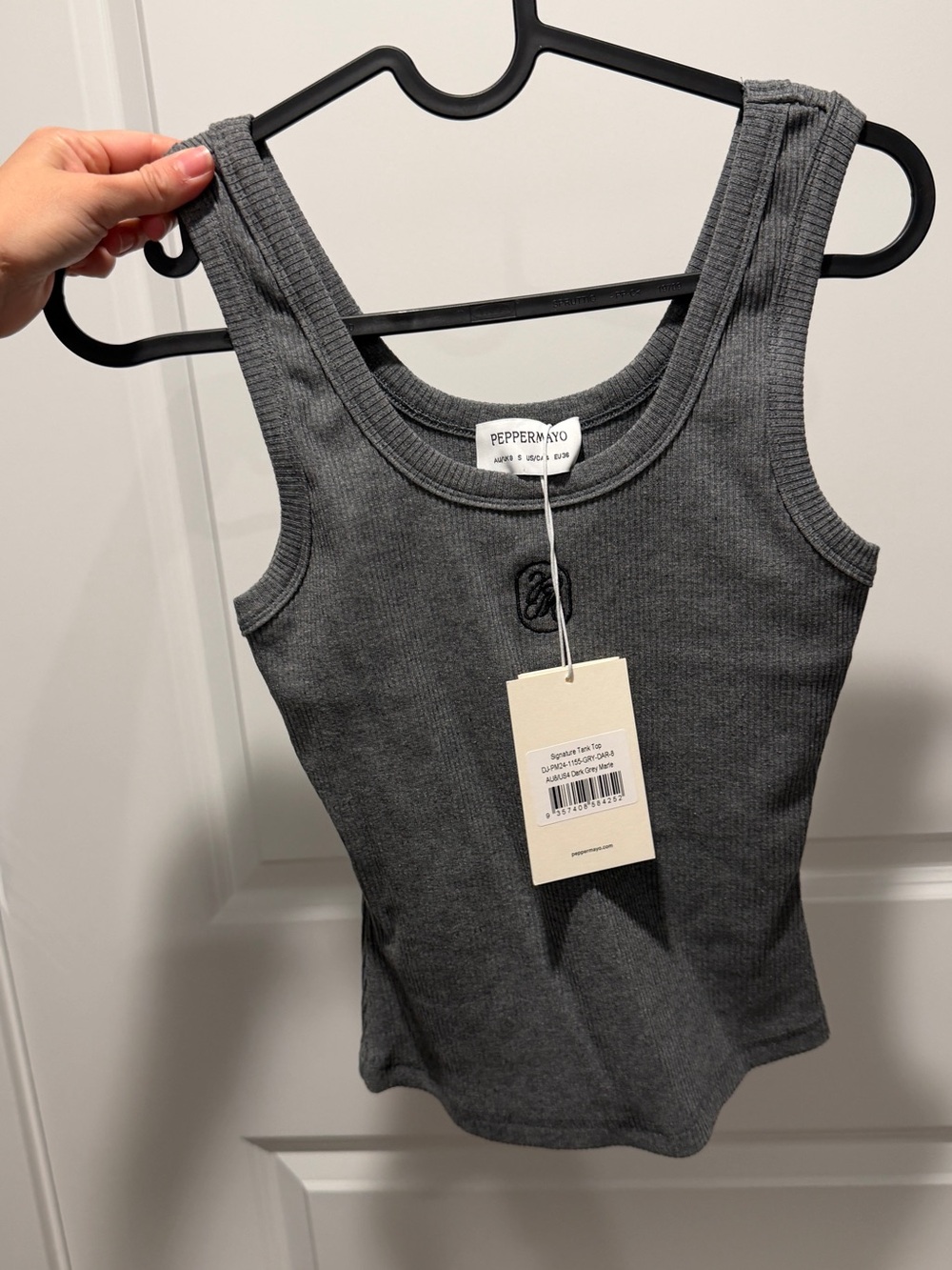 Peppermayo Ribbed Tank Top in Charcoal Gray